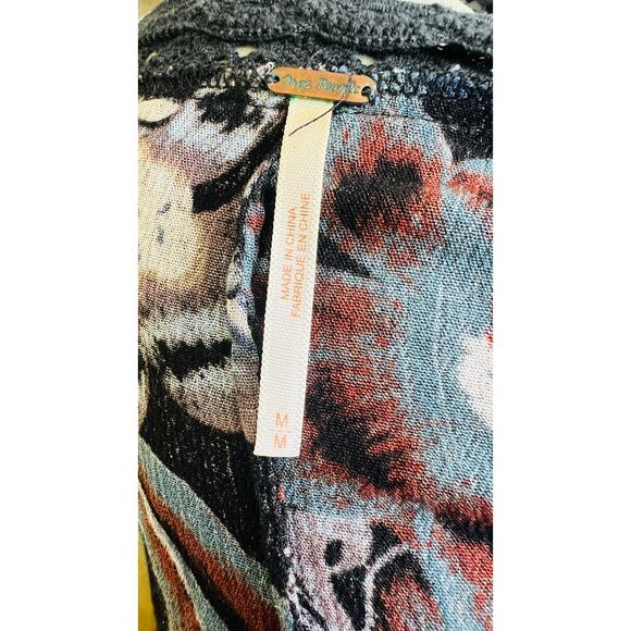 Free People M Boho Floral Velvet Lace Trim Kimono Jacket Cottagecore Festival - Picture 4 of 4